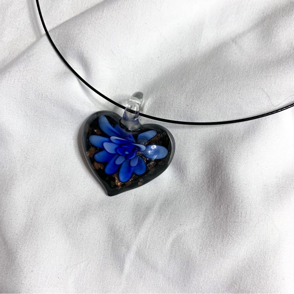 Murano Glass Chunky Heart Necklace